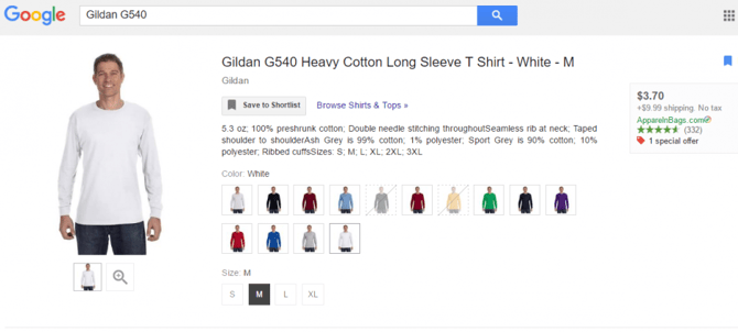 Voorbeeld Jackpot advertentie Google Shopping inclusief varianten
