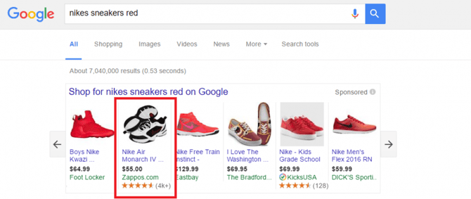 Voorbeeld van een product afbeelding in Google Shopping