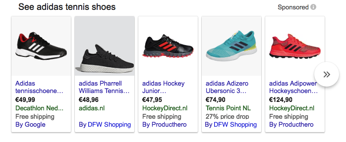 Google Shopping SERP with DFW CSS